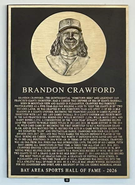 Brandon Crawford's Bay Area Sports Hall of Fame plaque