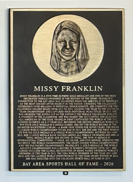 Missy Franklin's Bay Area Sports Hall of Fame plaque